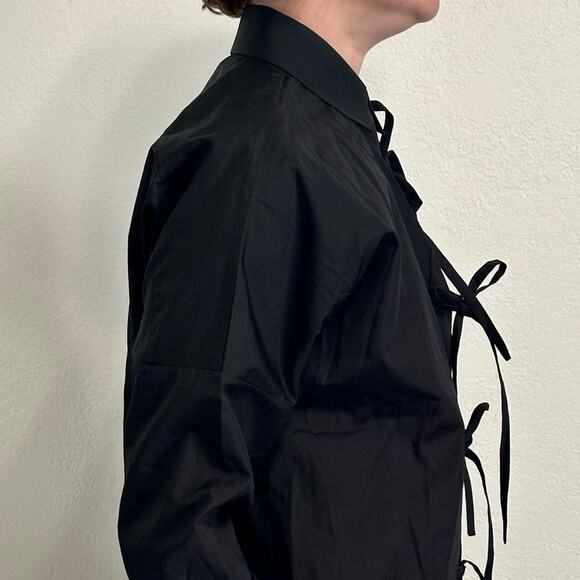 Maison Margiela MM4 Basic Tie Front Shirt Black IT 38 - Picture 3 of 10